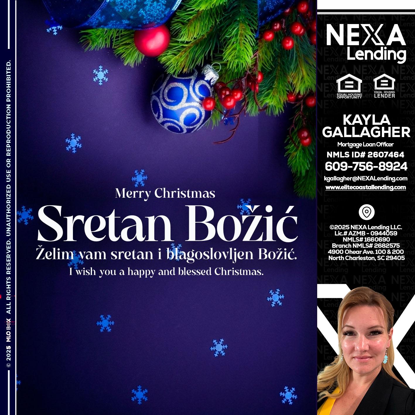 Sretan Božić - Kayla Gallagher -Mortgage Loan Officer