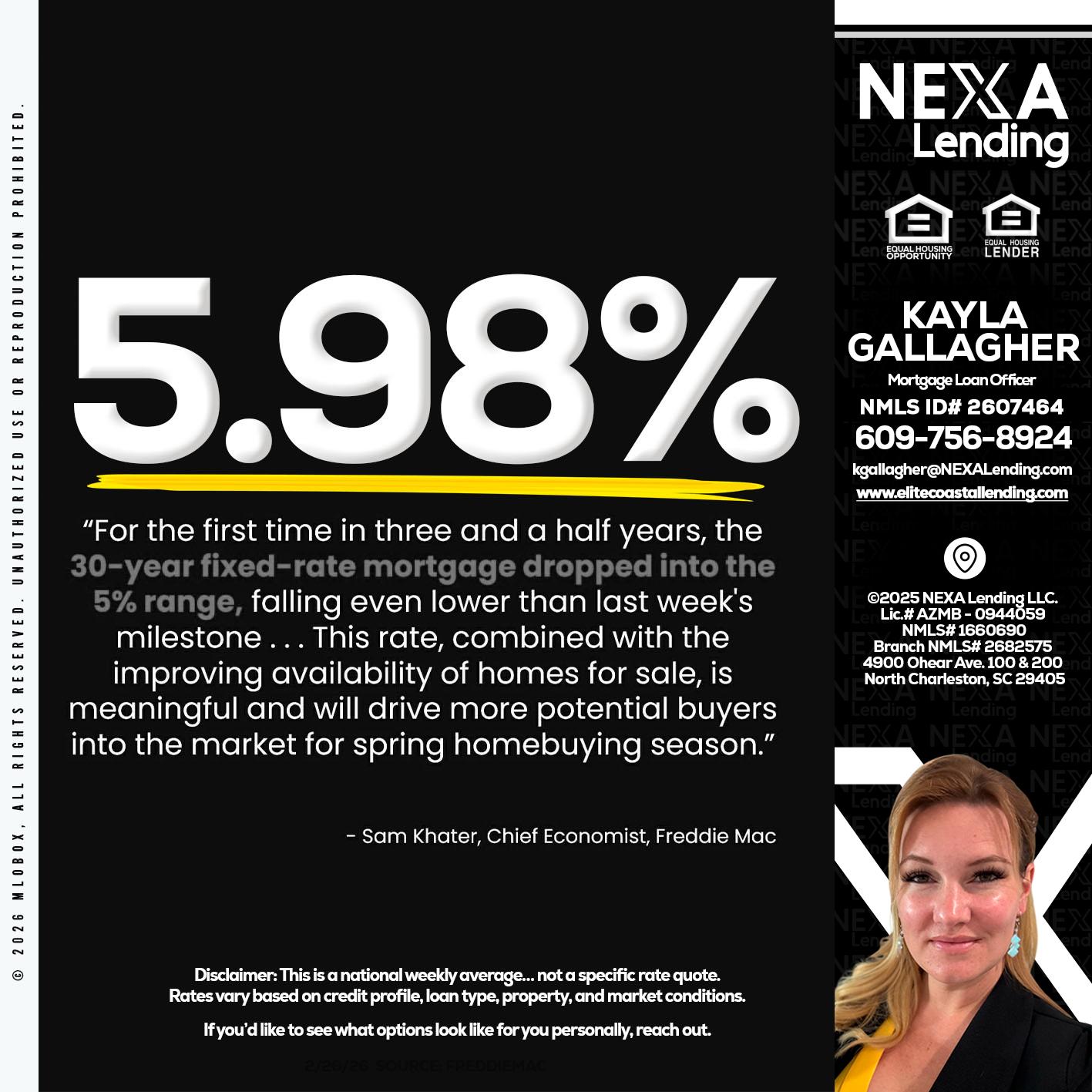 5.98% - Kayla Gallagher -Mortgage Loan Officer