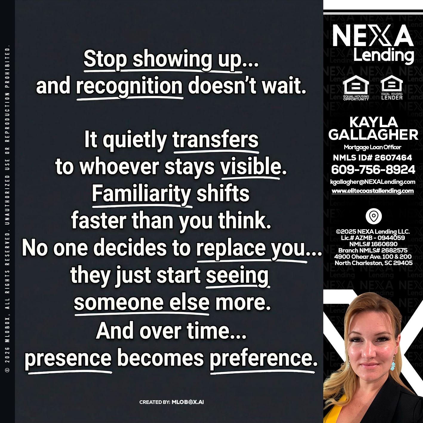 STOP SHOWING - Kayla Gallagher -Mortgage Loan Officer