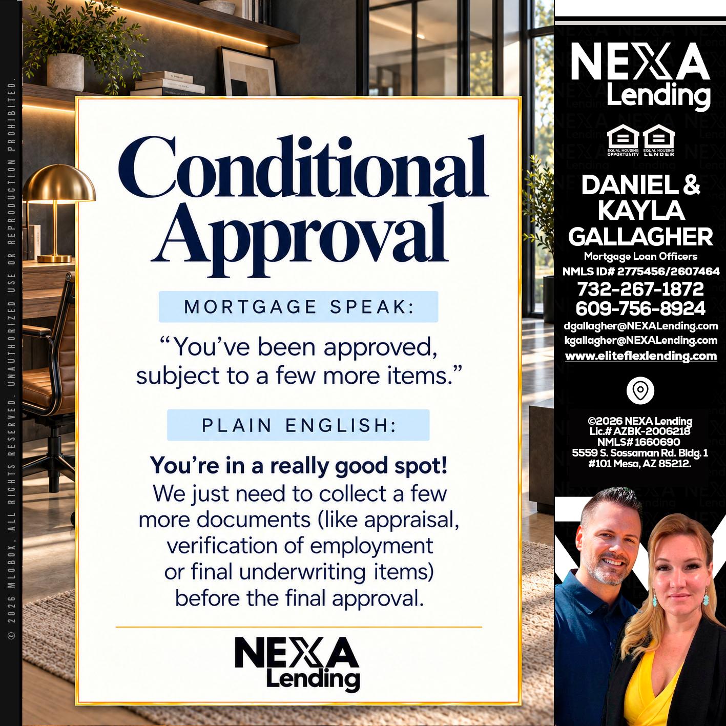 CONDITIONAL APROVAL - Kayla Gallagher -Mortgage Loan Officer