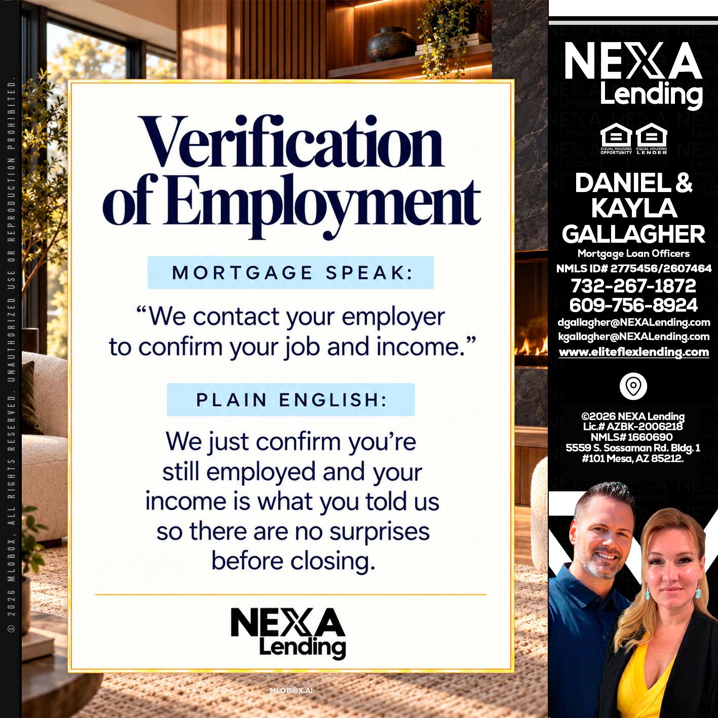 VERIFICATION OF EMPLOYMENT - Kayla Gallagher -Mortgage Loan Officer