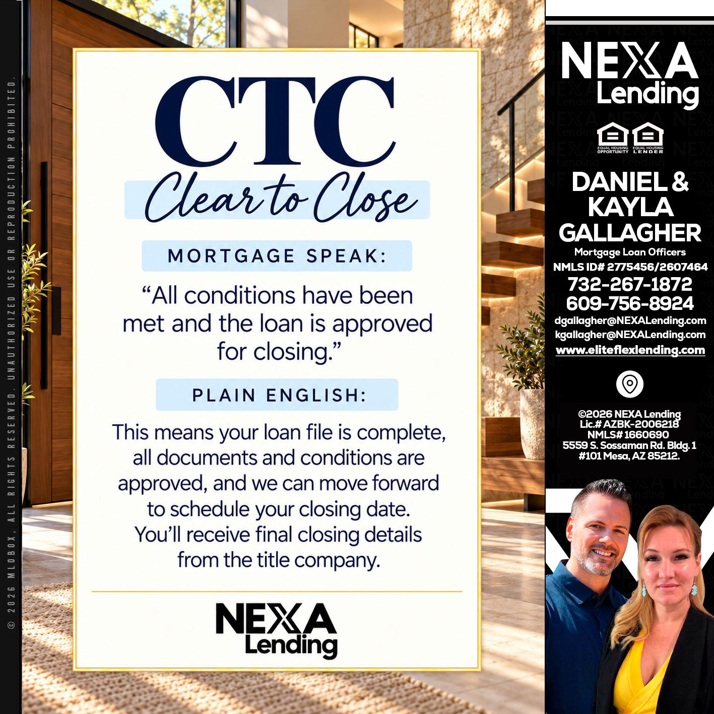 CLEAR TO CLOSE - Kayla Gallagher -Mortgage Loan Officer