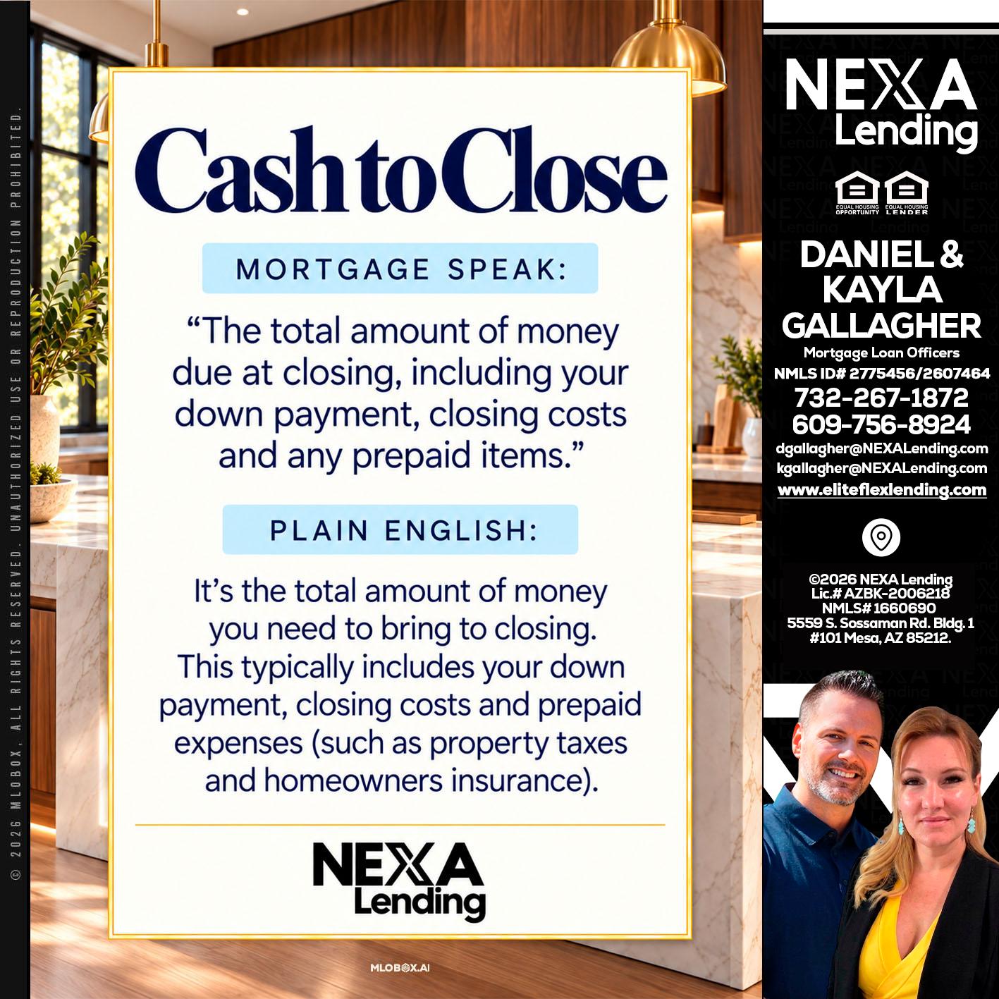 CASH TO CLOSE - Kayla Gallagher -Mortgage Loan Officer